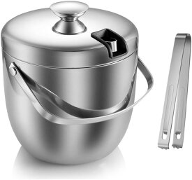 ＼楽天1位／アイスペール 業務用 二重構造 真空断熱 家庭用 アイスバケツ 業務用アイスペール 全ステンレス構造 ステンレ アイスバケット 蓋 アイストング付き