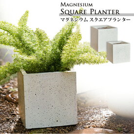 【送料無料】 マグネシウムスクエアプランター サイズ 大/小 マグネシウムプランター 軽量 高耐久 四角 プランターカバー 直植え 水抜き穴 鉢　鉢カバー ガーデニング レンガ花壇 おしゃれ 北欧 ナチュラル アメリカン 庭 ベランダ 屋外対応 セメントよりおしゃれ