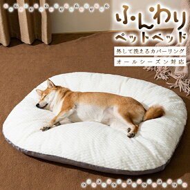 【送料無料】ふんわりペットベッド ドッグソファ キャットソファ 犬ドッグイヌ 猫キャットネコ 洗える カバーリング 洗濯機洗い対応 ファスナー付き ワイトグレー 犬ベッド 大型犬 洗えるベッド クッションマット 洗濯 通年使える 冬 もこもこ