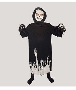 死神 ハロウィン 衣装 子供 死神 3点セット どくろ 悪魔 骸骨 コスプレ 鎌付き 仮面 蛍光効果 女の子 男の子 子供用 ハロウィン仮装 着ぐるみ コスチューム ハロウィーン衣装 キッズ コスプレ