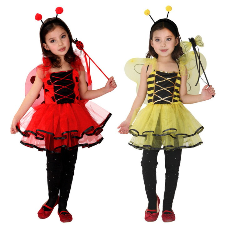 楽天市場 ハロウィン 衣装 子供 ミツバチ コスプレ 仮装 キッズ 女の子 蝶 てんとう虫 蜜蜂 妖精 羽根 コスチューム 悪魔 魔女 小悪魔 子供用 ワンピース ハロウィン コスプレ みつばち トイらんど