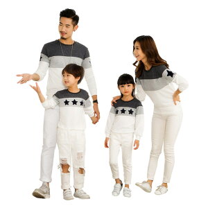 家族おそろい服 ペア長袖シャツ 親子ペア パーカ ペアルック秋物 長袖パーカ 星柄 メンズ 親子お揃い メンズシャツ レディース メンズトップス キッズ服 男の子 ママ パパ 春秋