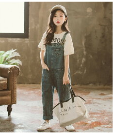 オーバーオール キッズ サロペット パンツ オールインワン ロングパンツ オーバーオール カジュアル ベビー ジュニア KIDS 子供服 サルエルパンツ 無地 韓国子供服 韓国 子ども服 秋 春 夏 女の子 キッズ用 130cm/140cm/150cm/160cm デニムパンツ