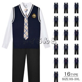 スクールベスト 紺 制服 男子 通学用 Vネック スクールベスト 高校生 中学生 小学生 男子 メンズ 男の子 ジュニア制服 ニット 男子高校生 DK制服 5点セット 上下セット 発表会 コスプレ コスチューム 衣装 仮装 文化祭 ズボン ネクタイ なんちゃって制服