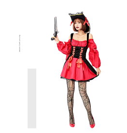 ハロウィン 衣装 レディース 女海賊 パイレーツ 海賊 コスチューム 仮装 変装 コスプレ衣装 ワンピース ハロウィン衣装 パーティー ステージ 舞台演出服 変身 イベント かわいい 可愛い おしゃれ かっこいい ハロウィン仮装 赤 黒 レッド ブラック パーティーグッズ