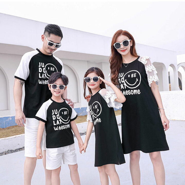 楽天市場 ペアtシャツ 家族おそろい服 親子ペア Tワンピース ペアルック 半袖tシャツ シャツ メンズ 半ズボン 親子お揃い リゾート メンズtシャツ レディースワンピース メンズトップス キッズ服 男の子 ママ パパ 夏服 兄弟お揃い セット トイらんど