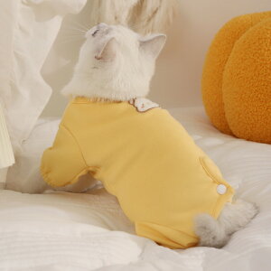 \200円OFFクーポン有/ ふんわり生地の猫専用術後服 使いやすい 厚手生地 離乳期 手術後 避妊 去勢 生理期 怪我 術後着ウェア ロンパースつなぎ傷舐め防止 介護用品 エリザベスカラー ネコ