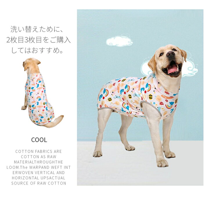 楽天市場】春夏 中/大型犬用術後ウェア イヌ術後服 術後着 前後足 腹部 
