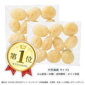 【全国一律 送料無料】天然海綿シルク サイズ5（約5cm）20個入 10個セット×2袋 業務用 スポンジ 分割 カット 女性用 フェイス 洗顔 メイク落とし パフ サニタリー 吸水力 美容 ケア スキン 薬局 ドラッグストア 海外直輸入 コスパ 売れ筋 倉庫発送 メール便 ポスト投函