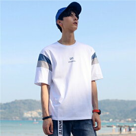 メンズ tシャツ おしゃれ トップス 半袖 メンズ tシャツ 韓国 ブランド 夏 春夏 カットソー tシャツ 大きいサイズ uネック 夏服 メンズ 半袖 tシャツ 綿 メンズ カジュアル ビッグTシャツ ゆったり メンズファッション ロンT 半袖 トレーナー ビッグシルエット 黒 白 無地