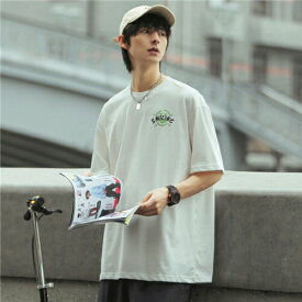 メンズ tシャツ おしゃれ トップス 半袖 メンズ tシャツ 韓国 ブランド 夏 春夏 カットソー tシャツ 大きいサイズ ネック 夏服 メンズ 半袖 tシャツ 綿 メンズ カジュアル ビッグTシャツ ゆったり メンズファッション ロンT 半袖 トレーナー ビッグシルエット 黒 白 緑