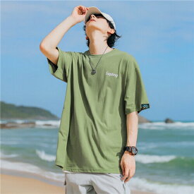 メンズ tシャツ おしゃれ トップス 半袖 メンズ tシャツ 韓国 ブランド 夏 春夏 カットソー tシャツ 大きいサイズ ネック 夏服 メンズ 半袖 tシャツ 綿 メンズ カジュアル ビッグTシャツ ゆったり メンズファッション ロンT 半袖 トレーナー ビッグシルエット 白 黒 緑 灰色