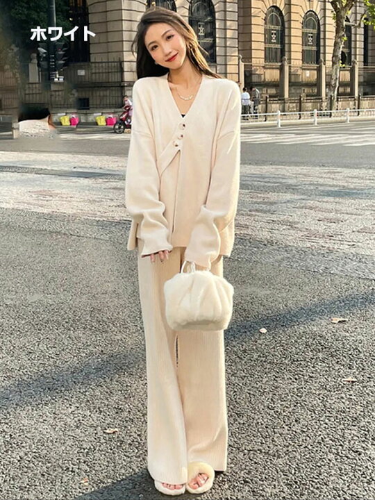 楽天市場】秋服 セットアップ レディース ニットアップ パンツスーツ 
