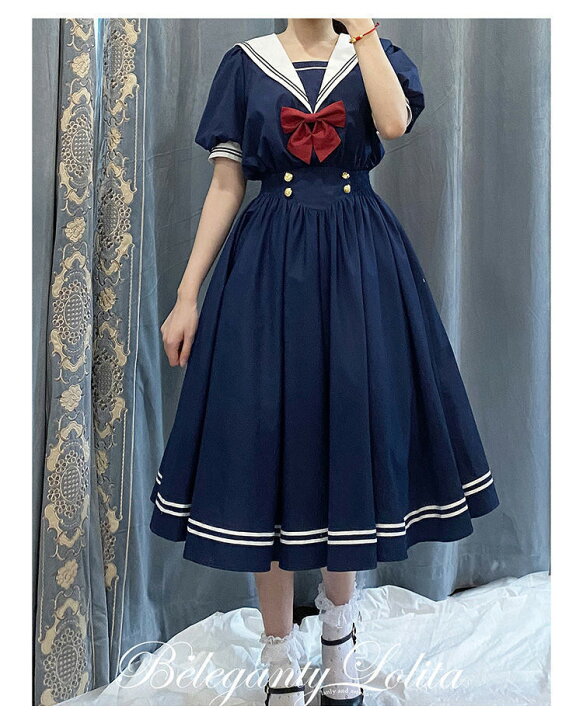 楽天市場】セーラー服 ワンピース レディース ロングスカート 森ガール 