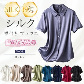 最高級6Aシルク 19匁 シルク Tシャツ シャツ ブラウス レディース 半袖 襟付き シャツ レディース 夏 ガーゼ レディース 日常 ブラウス