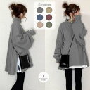 レディース スウェット トレーナー トップス ブラウスタートルネック サイド スリット スウェット 長袖 重ね着風 色 切り替え ボトルネック レイヤード風 プルオーバー パフスリーブ ドロップショルダー チュニック ゆったり