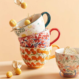 食器 お茶用品 キッチン用品 マグカップ ティーカップ コーヒーカップ お花 フラワー 大人可愛い 華やか オレンジ ピンク レッド
