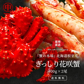 蟹 ボイル 花咲蟹 姿 400g 2尾 北海道根室直送 送料無料 冷凍 ボイル 花咲ガニ 花咲 茹で蟹 姿蟹 産地直送 本場 お中元 お歳暮 プレゼント 贈り物 北海道物産 海鮮 海産物 父の日 母の日 お土産 北海道 蟹