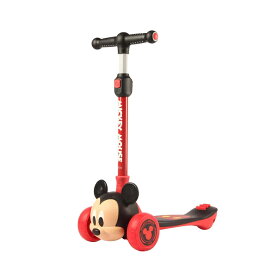 「7月10日限定先着で最大1000円OFFクーポン」ディズニー ミッキーマウス トライクスクーター キックスクーター 子供 簡単折りたたみ 3輪タイプ 光る前輪/後輪 レッド/ブラック トイザらス限定