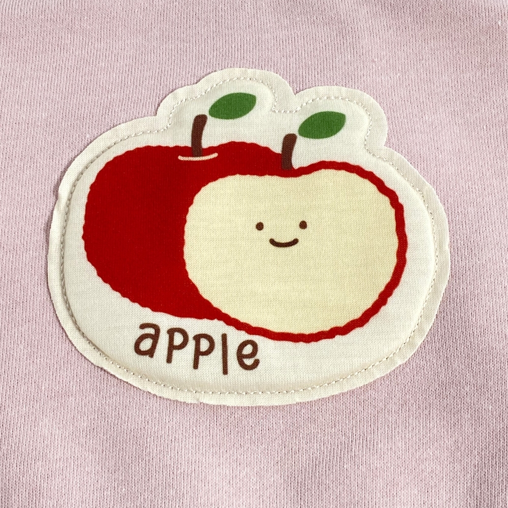 COJIKA 裏毛プリントアップリケデイリートレーナー リンゴ(ピンク×80cm)