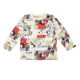 SNOOPY スヌーピー 長袖Tシャツ 天竺 総柄(ホワイト×80cm)