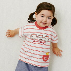 ベビーザらス限定 おさるのジョージボーダー半袖Tシャツ(ナチュラル×80cm) ベビーザらス限定