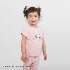 星のカービィ フェイス 半袖Tシャツ(ピンク×80cm)