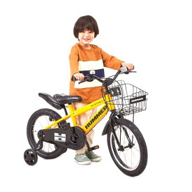 16インチ 身長100〜115cm 子供用自転車 ハマーキッズ 16-TZ（イエロー）男の子 人気 スチールフレーム 補助輪 カゴ 黒