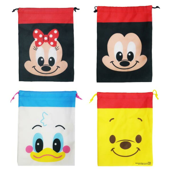8月末頃入荷予定 みんなのキャラクター フェイス巾着 ディズニーキャラクター顔柄巾着袋 お子様向け 販促品 ノベルティ 224個セット販売 粗品 16種類取混ぜ 景品