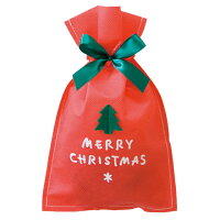 【ラッピング袋】
シンプルクリスマスレッド不織布バッグ (SSサイズ)　マチなし