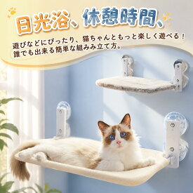 店長おすすめ 吸盤 強力吸盤 キャットステップ キャット 吸盤 組み立て簡単 オールシーズン かわいい 猫 猫用 窓掛け 安定 取り付け 耐荷重15kg 45×30cm 52×30cm 遊ぶ 休憩 睡眠 日光浴 ベッド 猫用ベッド 夏用 ねこ 猫