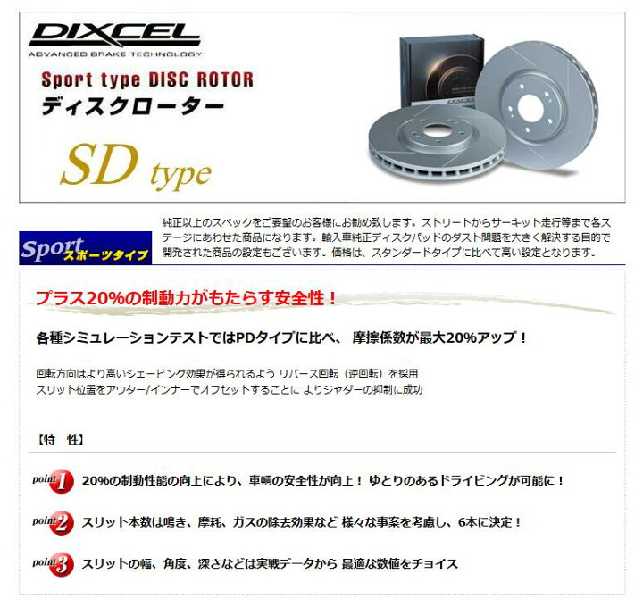 楽天市場】フロント スリットローター DIXCEL SDタイプ ブレーキ 