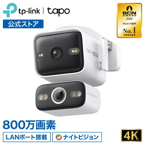 TP-Link �h�ƃJ���� �����O�Ή� 4K 800����f 360°��U�� �L�p&����2�჌���Y �p���`���g �f���A�������Y���� ���掿 DC/PoE�Ή� IP66�h���h�o �t���J���[�i�C�g�r�W���� �l�����m Amazon Alexa/Google Assi