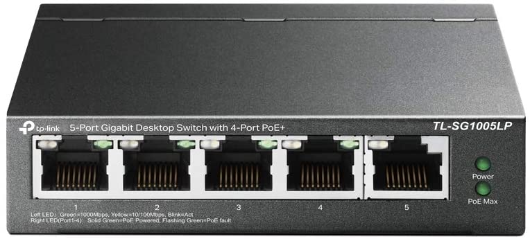 TP-Link スイッチングハブ 5ポート PoE  (4ポートPoE 、各30Wまで) 合計40W対応 5年保証 TL-SG1005LP