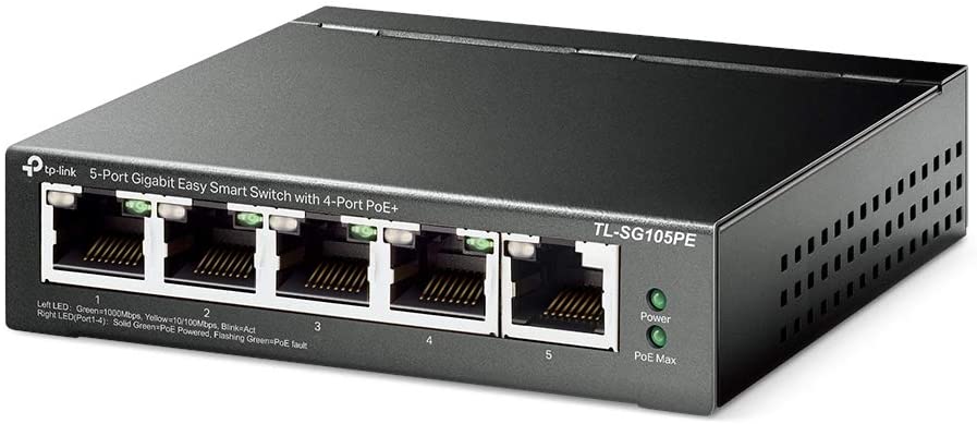 TP-Link 5ポート ギガビット イージースマートスイッチ(4 PoE+ポート搭載)TL-SG105PE