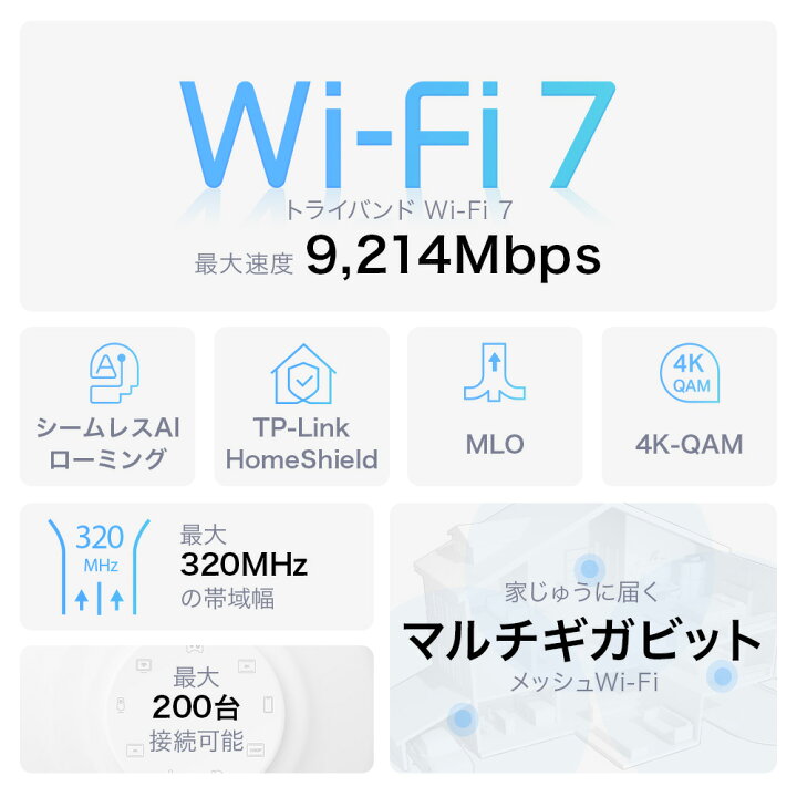 楽天市場】TP-Link WiFi7 AIメッシュ トライバンドメッシュ WiFi 