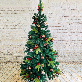 クリスマスツリー 松かさ (松ぼっくり）赤い実 (ヒイラギの実）付き オーナメントボールセット 大きいクリスマスツリー 150cm 180cm クリスマス ツリー 大型 ヌードツリー 飾り セット おしゃれ