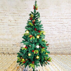 クリスマスツリー 松かさ (松ぼっくり）赤い実 (ヒイラギの実）付き オーナメントボールセット 大きいクリスマスツリー 150cm 180cm クリスマス ツリー 大型 ヌードツリー 飾り セット おしゃれ