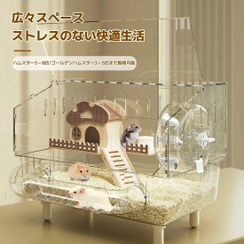 2階建て透明ハムスターケージ 大型 飼育ケース ハウス かご 小動物 リス ハムスター用