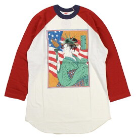 FREEWHEELERS & CO. Japanese Oriental Art Style Souvenir Collection ["自由婦女人相" #2125022 OFF-WHITE×CHILI×FADE NAVY size,S,M,L,XL]