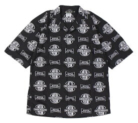 FREEWHEELERS & CO. 《"MOTOR PSYCLONE GARAGE SERIES》 ["MOTOR PSYCLONE ALL OVER PRINT" OPEN-COLLARED SHORT SLEEVE SHIRT #2223012 BLACK size.14,15,16,17,17 1/2]