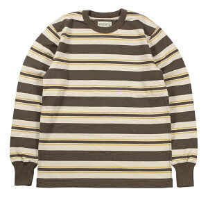WESTRIDE [-HEAVY BORDER RANDOM LONG TEE- BROWN×GOLD×CREAM size.34,36,38,40,42,44]