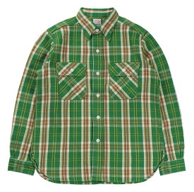 WAREHOUSE & CO. ["Lot 3104 FLANNEL SHIRTS C柄 ONE WASH" グリーン size.S,M,L,XL]