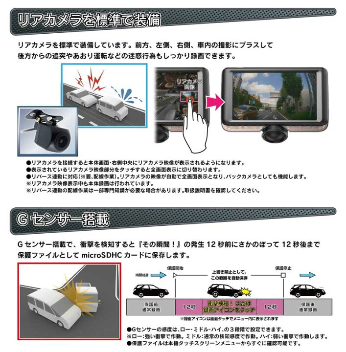 楽天市場】テレビ通販放映商品 Larose 360度撮影ドライブレコーダー 