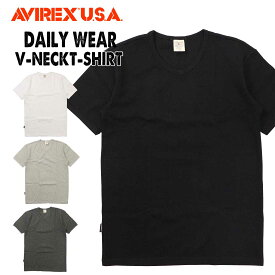 メール便発送 AVIREX アビレックス アヴィレックス デイリー 半袖 Tシャツ Vネック 無地 6143501 783-4934008 メンズ