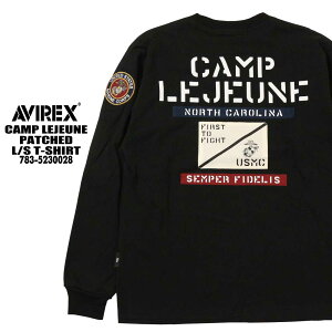 AVIREX ABbNX ArbNX  TVc 783-5230028 N[lbN ~^[ Y gbvX CAMP LEJEUNE PATCHED L/S T-SHIRT T