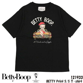 メール便発送 Betty Boop ベティブープ 半袖 Tシャツ 121933 プリント ベティーちゃん 車 ロゴ クルーネック アメカジ ユニセックス