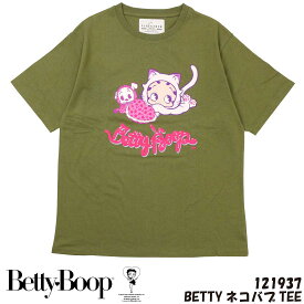メール便発送 Betty Boop ベティブープ 半袖 Tシャツ 121937 プリント ベティーちゃん ネコバブ ロゴ クルーネック アメカジ ユニセックス