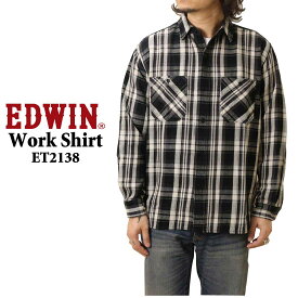 EDWIN エドウィン 長袖 シャツ ワークシャツ アメカジシャツ ET2138 秋冬 レトロ チェック ツイル レギュラーフィット メンズ カジュアル