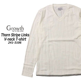 Growth by in the attic 長袖 Vネック Tシャツ カットソー 241-3106 Thorn ストライプリンクス VネックT カジュアル メンズ シンプル 大人